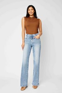 Judy Blue High Waist Front Yoke Retro Wide Leg Jeans