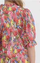 Load image into Gallery viewer, Floral V Neck Puff Sleeve Top - Plus Size