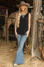 Load image into Gallery viewer, Black - Ribbed Tank Top with Raw Edge Detail