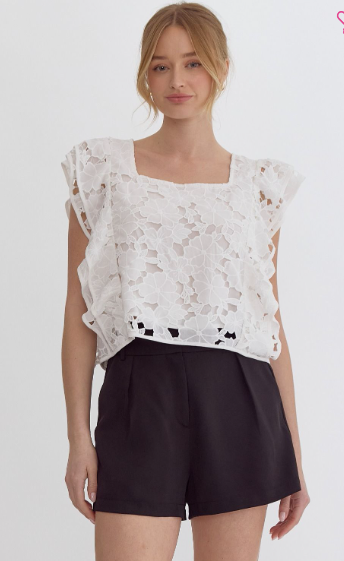 Lace Floral Square Neck Sleeveless Top