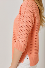 Load image into Gallery viewer, Coral - Open Stitch High Low Sweater