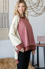 Load image into Gallery viewer, Mineral Washed Color Block Detail Loose Fit Knit Pullover Sweatshirt