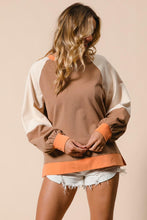 Load image into Gallery viewer, French Terry Color Block Top - Camel/Apricot