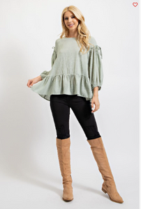 Sage Ruffle Bottom Top