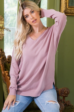 Load image into Gallery viewer, Dusty Mauve - V Neck Knit Top - Regular &amp; Plus Sizes