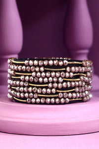 8 Layer Stackable Glass Bead and Metal Bracelet - Available in 7 Colors