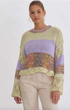 Load image into Gallery viewer, Colorblock Sweater with Crochet Detail