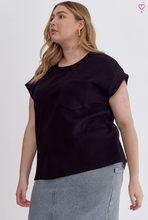 Load image into Gallery viewer, Textured Short Sleeve Top - Black - Regular &amp; Plus Size