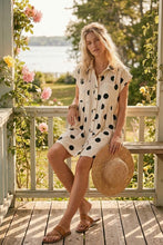 Load image into Gallery viewer, Polka Dot Button Down Pleated Poplin Dress - Cream/Black
