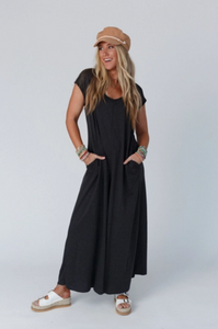 Daphne Scoop Neck Jumpsuit - Charcoal