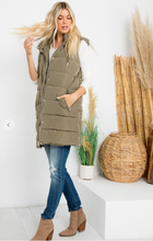 Load image into Gallery viewer, Hand Stuffed Silky Polyfill Puffer Vest - Olive