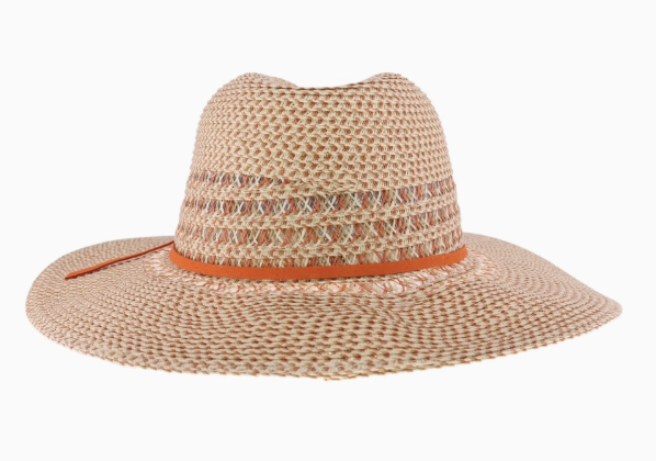 Two Tone Heathered Suede Trim Panama Hat - Available in 3 Colors