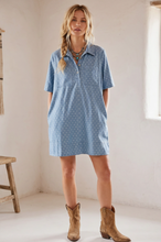 Load image into Gallery viewer, Polka Dot Denim Shirt Dress