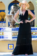 Load image into Gallery viewer, Black - Surplus Crochet Lace Woven Maxi Dress