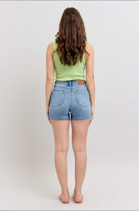 Judy Blue High Waist Shorts with Stitch Over Destroy Detail