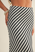 Load image into Gallery viewer, Black - Diagonal Striped Knitted Skirt