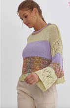 Load image into Gallery viewer, Colorblock Sweater with Crochet Detail