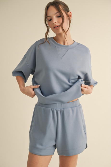 Solid Loungewear Set - Denim Color