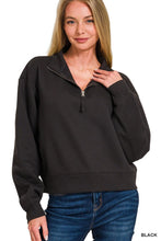 Load image into Gallery viewer, Black - Half Zip Fleece Sweatshirt