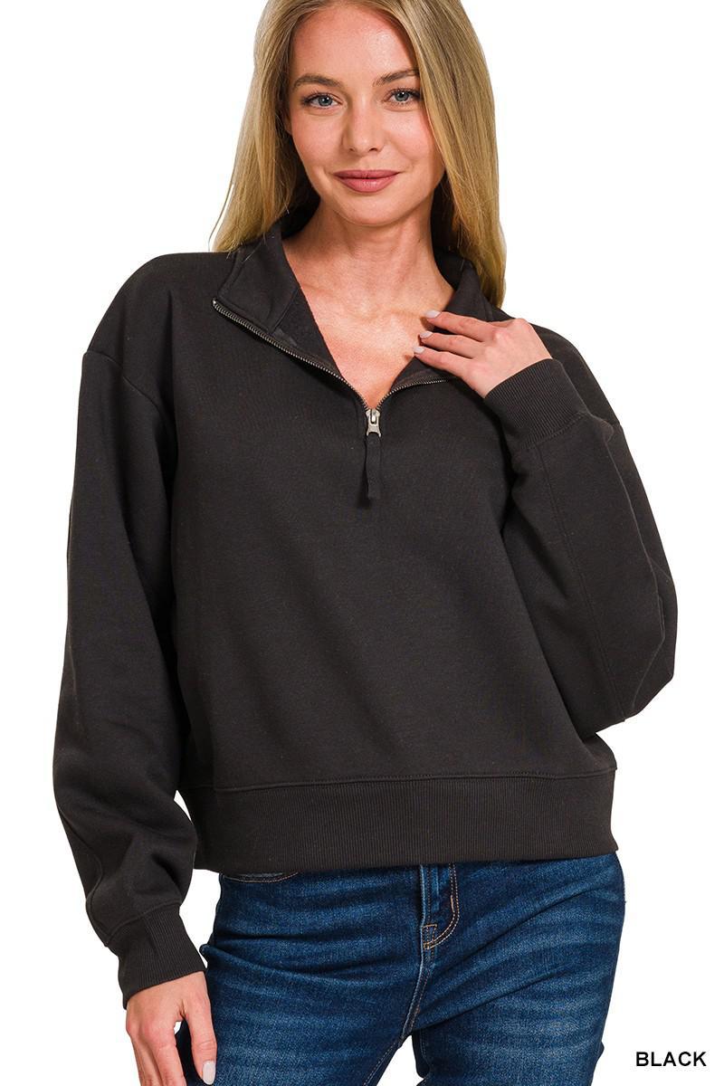 Black - Half Zip Fleece Sweatshirt