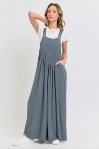 Slate Grey - Wide Leg Overalls - Regular & Plus Sizes