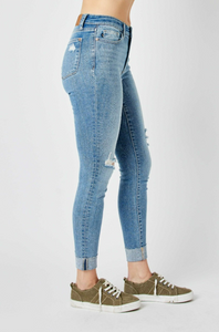 Judy Blue Mid Rise Destroyed Skinny Fit Jeans