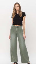 Load image into Gallery viewer, Olivia - High Rise Utility Cargo Wide Leg Jean - Army Green