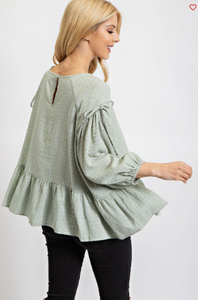 Sage Ruffle Bottom Top