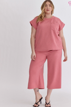 Load image into Gallery viewer, Textured Wide Leg Pants - Coral Pink - Regular &amp; Plus Sizes