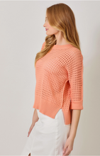 Load image into Gallery viewer, Coral - Open Stitch High Low Sweater