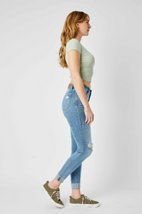 Judy Blue Mid Rise Destroyed Skinny Fit Jeans