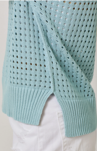 Powder Blue - Open Stitch High Low Sweater