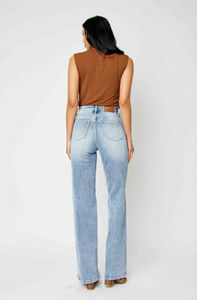 Judy Blue High Waist Front Yoke Retro Wide Leg Jeans