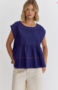 Indigo Peplum Top