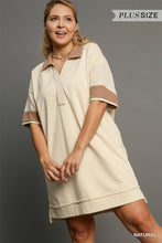 Load image into Gallery viewer, Natural Stripe Mixed Collared Dress - Plus Size