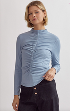 Load image into Gallery viewer, Shirred Detail Ribbed Top - Blue Blush