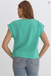 Textured Short Sleeve Top - Mint