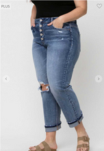 Load image into Gallery viewer, High Rise Cuffed Boyfriend Jeans - Plus Size