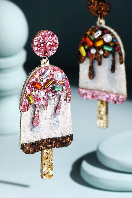 Glitter Ice Cream Earrings - Available in Pink and Brown