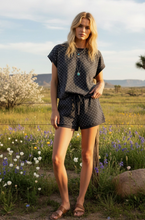 Load image into Gallery viewer, Polka Dot Short Sleeve Top and Shorts Set - Charcoal Gray