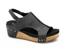 Load image into Gallery viewer, Black Metallic Volta II Wedge Sandals by Corkys