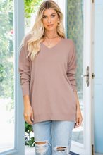 Load image into Gallery viewer, Mocha - V Neck Knit Top - Regular &amp; Plus Sizes