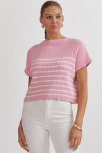 Load image into Gallery viewer, Mock Neck Striped Top - Pink