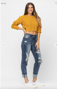 Mid Rise Boyfriend Jeans - Plus Size