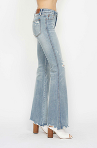 Judy Blue Mid Rise Tummy Control Destroy Flare Jeans