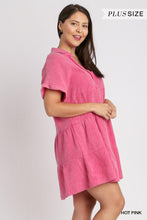 Load image into Gallery viewer, Hot Pink Mineral Wash Tiered Dress - Plus Size