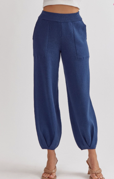 High Waisted Joggers - Navy