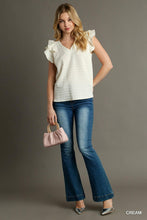 Load image into Gallery viewer, Cream - Textured Jacquard V Neck Top