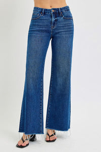 Mid Rise Tummy Control Wide Leg Jeans - Plus Size