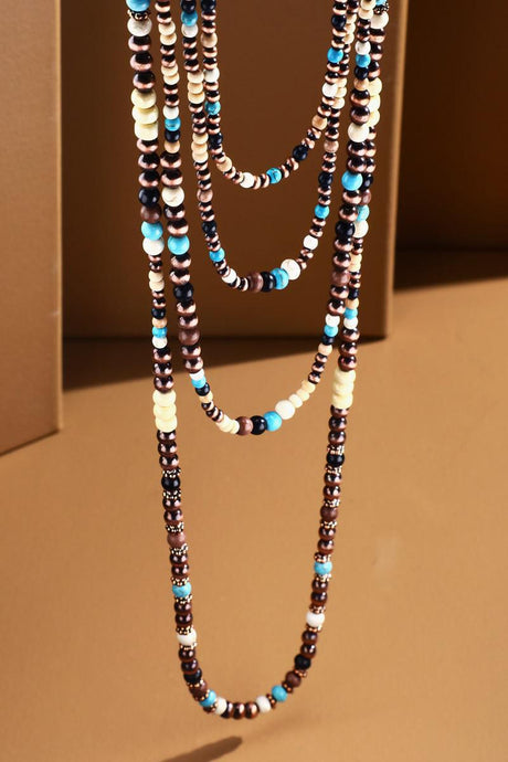 Layered Semi Stone & Metal Bead Necklace